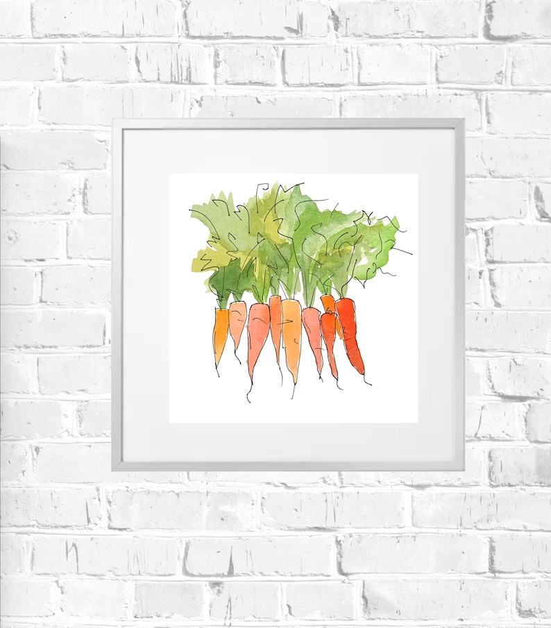 carrot watercolour vegetable painting vegetable art kitchen art kitchen wall art Print only Carrot painting