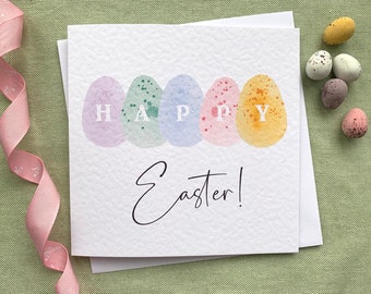 Happy Easter card, Easter egg watercolour card, modern easter card, send direct card