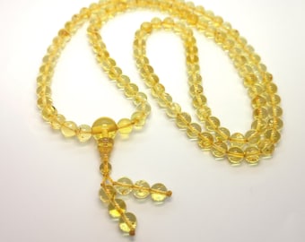 Amber rosary Hand make natural 5-6-7-8mm Baltic amber mala 108 beads,honey colour