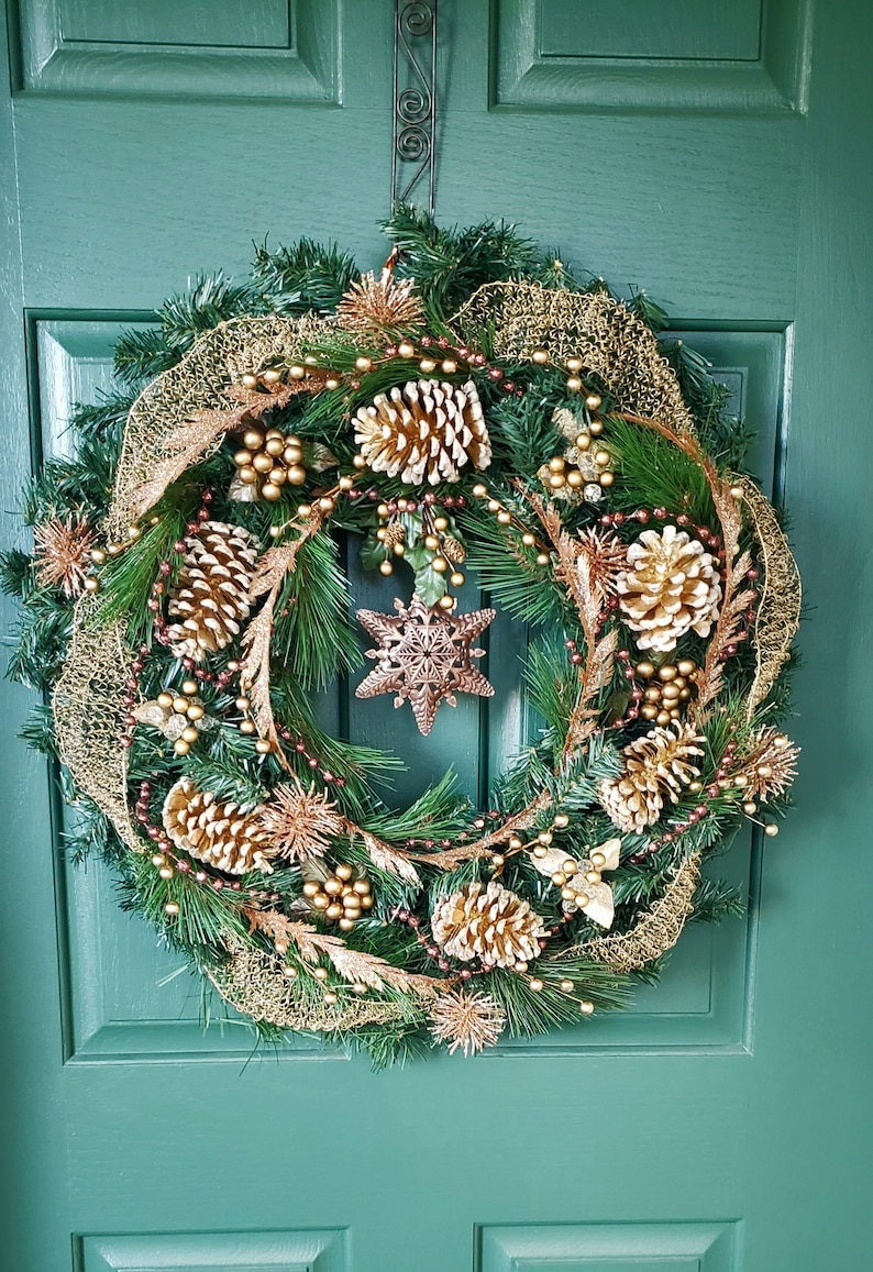 Classy and Elegant Christmas Wreath Gold Wreath Copper Etsy