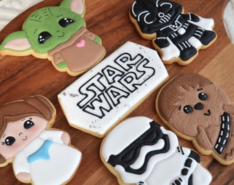 Star Wars-Star Wars cookies-Yoda-Darth Vader-Princess Leia-Chewbacca-Birthday gift-Valentines Day gift-Anniversary gift-Party favors-Cookies