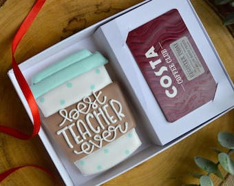 Gepersonaliseerde leraar koekje geschenkdoos met cadeaukaarthouder, bedankje leraar koekje, einde termijn leraar cadeau-leraar cadeau-bedankt