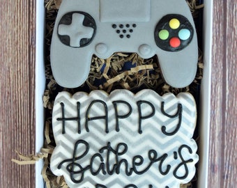 Spiel Liebhaber-Gamer Dad-Vatertag-Vater Dat Geschenk-Geburtstagsgeschenk-Jubiläumsgeschenk-Haus gemacht-nach Maß-Eistkekse-Geschenk-Hand gemacht