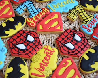 Super Hero biscuits-Super Hero set-Birthday Gift- Personalized biscuits-Cookies-Biscuits-Party favors-Spiderman cookies-Batman-Superman