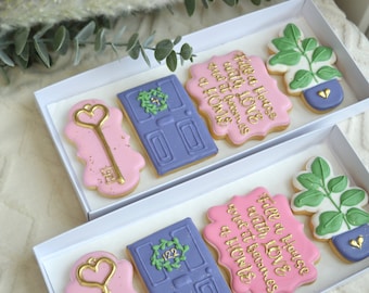 New Home Gift: Hand-Iced Vanilla Cookies - Housewarming Welcome Set