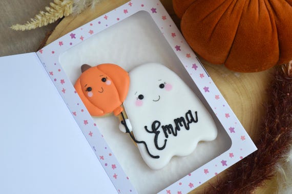 Halloween ghosts gift box-Halloween-Halloween cookies-Halloween biscuits-Ghost biscuits-Halloween gifts-Halloween treats-Personalized cookie