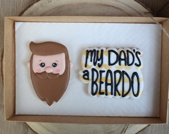 The Beardo Dad-Bartliebhaber-Vatertagsgeschenk-Vatertagsgeschenk-Geburtstagsgeschenk-Jubiläumskekse-Vatertagskekse-Spezialanfertigung-Eiskeks