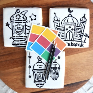 Eid-Eid Mubarak-Pinte seus próprios biscoitos-Biscoitos Eid-Guloseimas Eid-Biscoitos Eid-Presentes Eid-Presentes Eid-Biscoitos-Glacê real-Biscoitos glaceados-Biscoitos