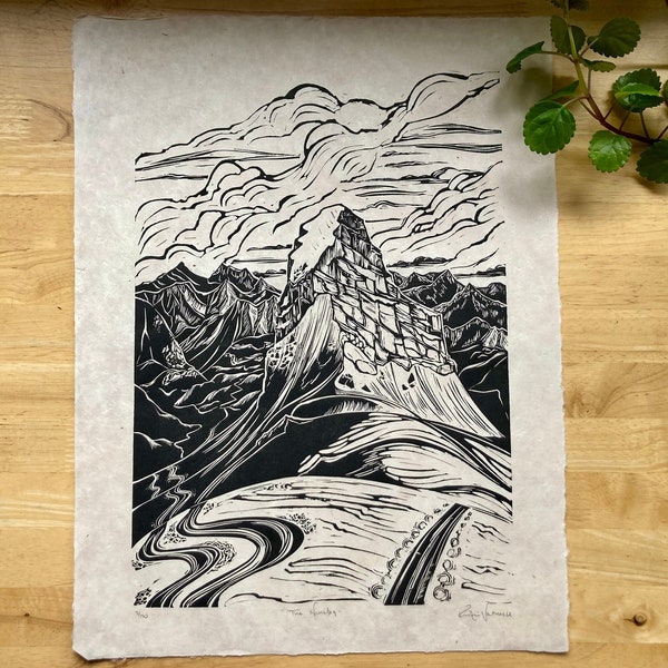 The Nunataq | Hatcher Pass | Alaskan Landscape | Original Linocut | 16x20 Print