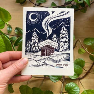 Paquete de tarjetas Peace + Joy / Juego de 6 tarjetas / Tarjetas de felicitación con impresión en bloque / Tamaño A2