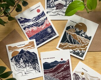 Send Some Light Card Pack | 6 Card Set | Block Printed Greeting Cards | A2 size