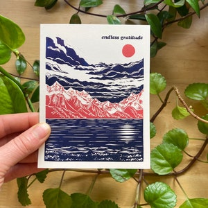 Endless Gratitude-kaartenpakket | 6 kaartenset | Blokgedrukte wenskaarten | A2-formaat