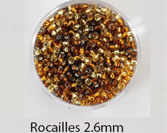 Rocailles Glasperlen-Mix mit Silbereinzug, Glasperlenmix in 2.6mm Größe, 17g im Döschen, Bastelperlen in verschiedenen Farben