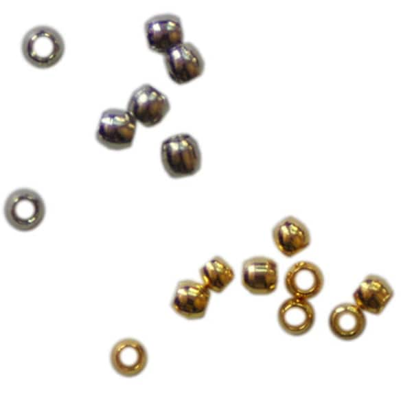 Quetschperlen 1.8mm • 1g ca. 72 Stück / 5g ca. 360 Stück • in 2 Farben (Silber und Gold), Perlen zur Herstellung von Modeschmuck, Ketten ...