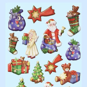 3D SOFTY Sticker-Set "Lustige Weihnacht", ca. 20 attraktive Aufkleber für Themenpartys oder zum Dekorieren zu Weihnachten
