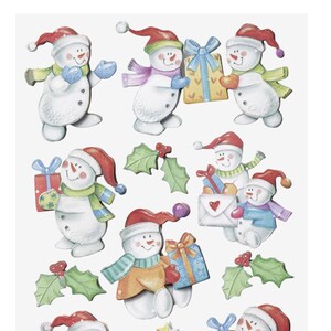 Sticker-Set "Lustige Schneemänner", ca. 11 attraktive Aufkleber für Themenpartys oder zum Dekorieren zu Weihnachten
