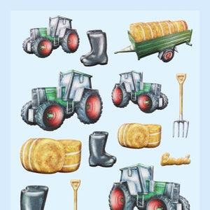 3D SOFTY Sticker-Set Traktor, 20 attraktive Aufkleber für Themenpartys oder zum Dekorieren
