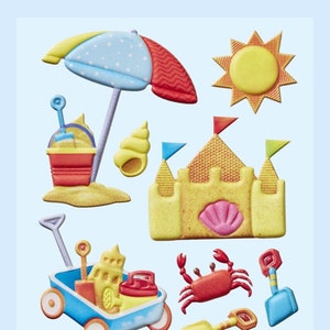 3D SOFTY Sticker-Set Strand-Urlaub, 14 witzige Aufkleber für Themenpartys oder zum Dekorieren
