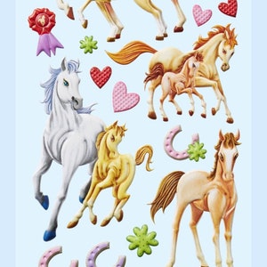 3D SOFTY Sticker-Set Pferde, 19 attraktive Aufkleber für Themenpartys oder zum Dekorieren