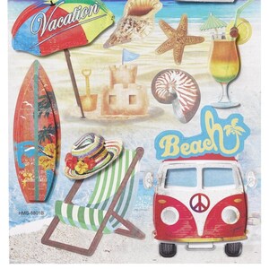 Sticker-Set Beach, attraktive Aufkleber für Partys oder zum Dekorieren