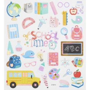 Sticker-Set Schule/Einschulung, 32 attraktive Aufkleber für Themenpartys oder zum Dekorieren