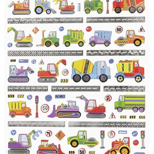 Sticker-Set Baufahrzeuge, attraktive Aufkleber für Partys oder zum Dekorieren