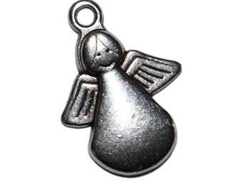 Anhänger Engel 17mm, Silberfarbiger Schutzengel zur Schmuckherstellung, für Charm-Armbänder, Halsketten (0181 063)