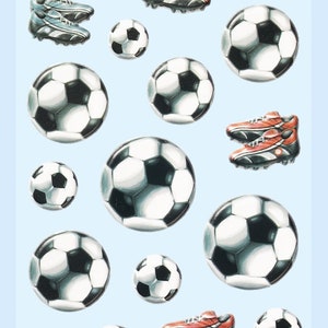 3D SOFTY Sticker-Set Fußball, 22 attraktive Aufkleber für Themenpartys oder zum Dekorieren