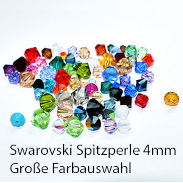 Swarovski Schliffspitzperle, bunte Glasschliffperle 4mm, Facettperle in verschiedenen Farben, Glasperle zur Schmuckherstellung, 25 St.