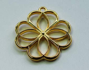 Anhänger Blume 36mm Goldfarbig  für Charms, Armbänder oder Halsketten, Modeschmuck basteln
