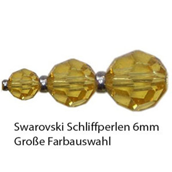 Swarovski Schliffperlen, Kristallperle Rund, 6mm, 12 St., Glasperlen in verschiedenen Farben, Glasschliffperle zur Schmuckherstellung