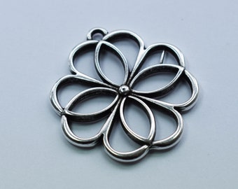 Anhänger Blume 36mm Silberfarbig  für Charms, Armbänder oder Halsketten, Modeschmuck basteln