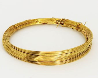 Basteldraht 0.3mm, Gold mit Kupferkern, 25 Meter, Draht zum Basteln, für Blumengestecke, zur Herstellung von Schmuck