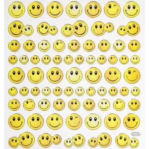 Sticker-Set Smiley, 74 attraktive Aufkleber für Themenpartys oder zum Dekorieren