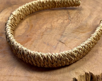 Haarreifen natur, Haarhalter aus Bast, Breite 25mm, vintage Haarschmuck für Partys/Hochzeiten im Boho & Hippie Stil, hell oder dunkelbraun