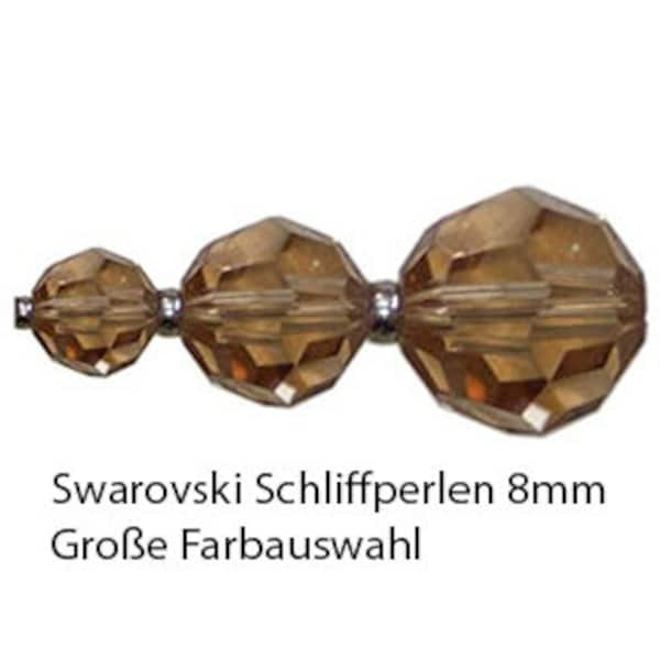 Swarovski Schliffperlen Rund, Glasschliffperle 8mm, 10 St., Facettperle in verschiedenen Farben, Glasperle zur Schmuckherstellung