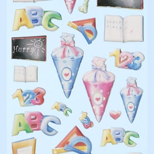 3D SOFTY Sticker-Set Schule/Einschulung, 30 attraktive Aufkleber für Themenpartys oder zum Dekorieren