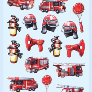 3D SOFTY Sticker-Set Feuerwehr, 24 attraktive Aufkleber für Themenpartys oder zum Dekorieren