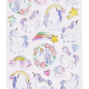 Glossy Sticker-Set Einhorn, attraktive Aufkleber für Partys oder zum Dekorieren