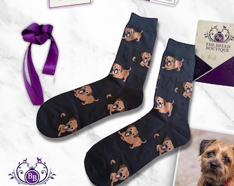 Border Terrier Socks Unisex One Size Fit UK 5 - 11, EU 38 - 46, and US 7.5 - 12