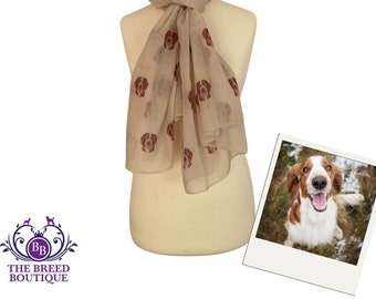 Welsh Springer Spaniel Scarf Ladies Welshie Dog Print Shawl Wrap