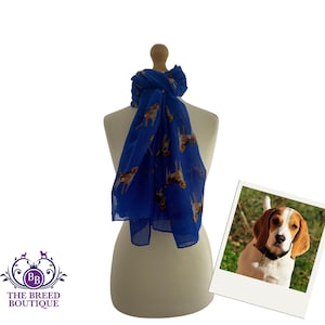 Beagle Scarf Ladies Beagle Dog Print Shawl Wrap Available in Blue and Grey