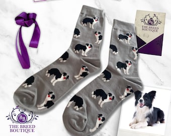 Border Collie Print Socks Unisex One Size Fit UK 5 - 11, EU 38 - 46, and US 7.5 - 12 Proudly Showcase Your Love for Collies With Every Step!