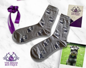 Miniature Schnauzer Socks Unisex One Size Fit UK 5 - 11, EU 38 - 46, and US 7.5 - 12  Wear your Favourite Breed on your Feet!