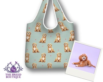 Cockapoo Shopping Bag Cute Cockerpoo Tote Bag Reusable Foldable and Washable Cockapoo Gift