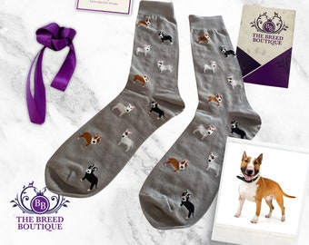 Bull Terrier Socks Unisex One Size Fit UK 5 - 11, EU 38 - 46, and US 7.5 - 12 Walk with Bull Terrier Swagger