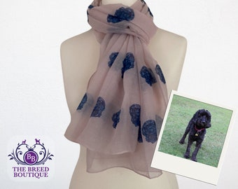Black Cockapoo Scarf Wrap Cockapoo Shawl in Soft Pink