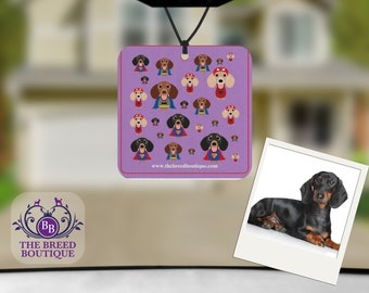 Dachshund superhero air freshener set of 4 vanilla scented dog gift