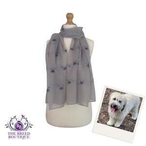 Wheaten Terrier Scarf Ladies Soft coated Wheaten Terrier Dog Print Shawl Wrap Grey Background