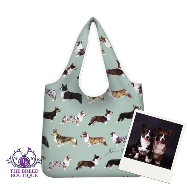 Corgi Shopping Bag Reusable Foldable & Washable Attractive Cardigan Corgi Bag